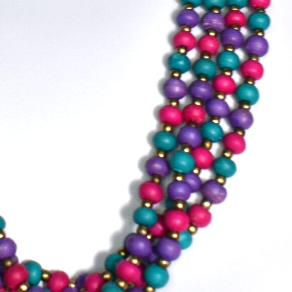Womens Colorful Multi Layered Beaded Necklace - Picture 5 of 6